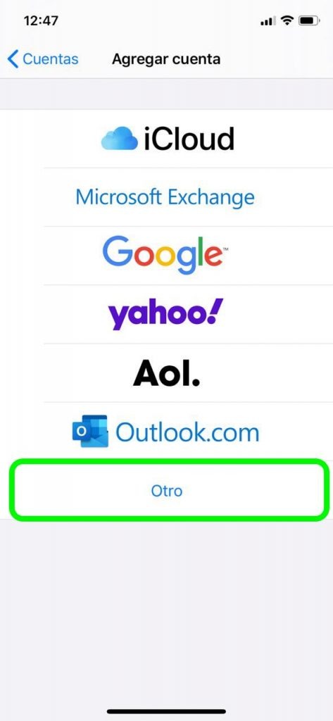 Configura email IMAP