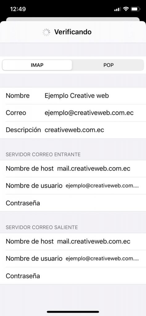 Configuración correo corporativo en iphone, Correo IMAP en iPhone