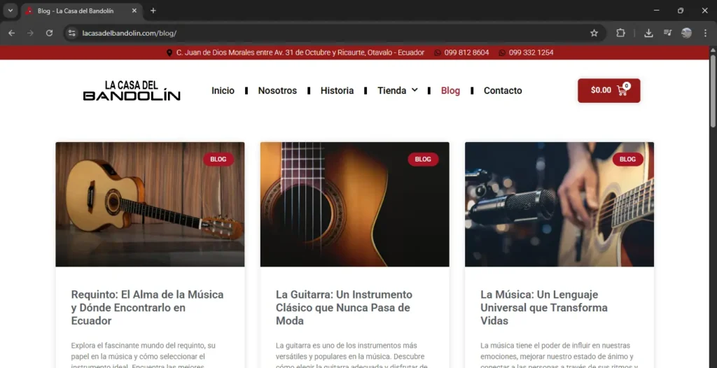 Blog para negocios en Ecuador, Casa del Bandolín