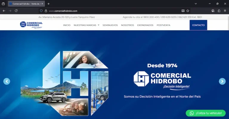 ejemplos de diseño web exitoso para Comercial Hidrobo en Ecuador
