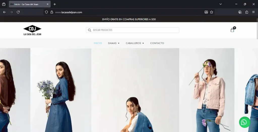 diseño web para La Casa del Jean en Ecuador